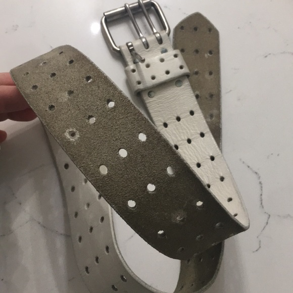 Vintage Harness Steer hide white belt sz 34 - Picture 8 of 8